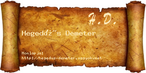 Hegedűs Demeter névjegykártya